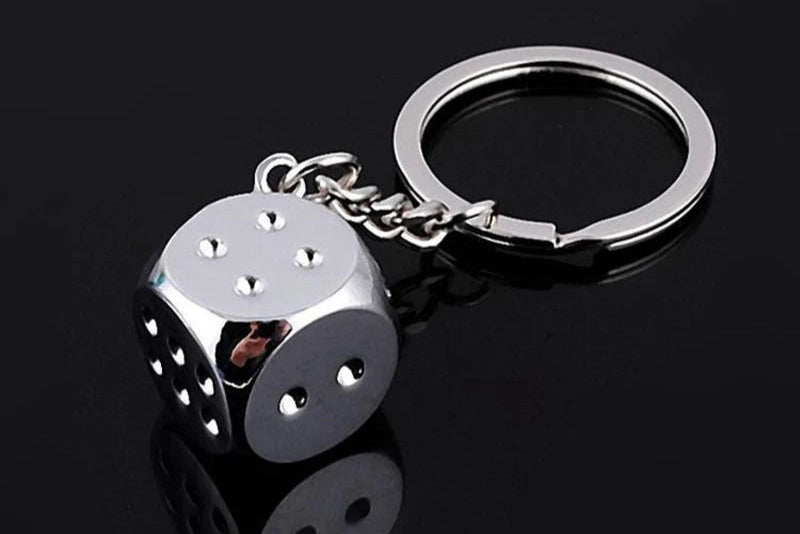 New Dice Key Chain Metal Personality Dice Poker Soccer Guitar  Model Alloy Keychain Gift Car Key Ring 17045