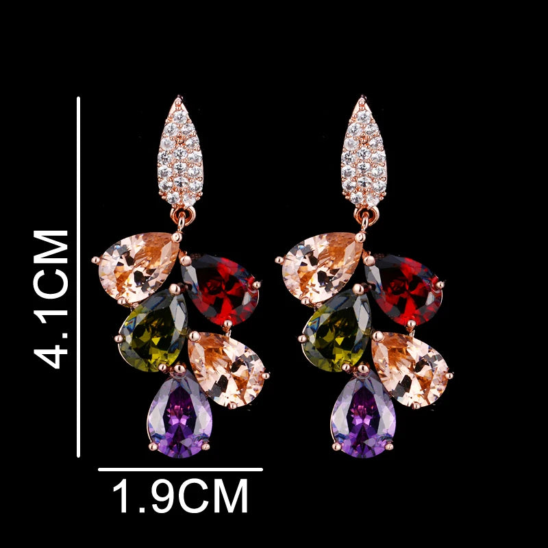 Cubic Zirconia Classic Big Drop Crystal Earrings with Tiny  Luxury Bridal Wedding Earrings for Women