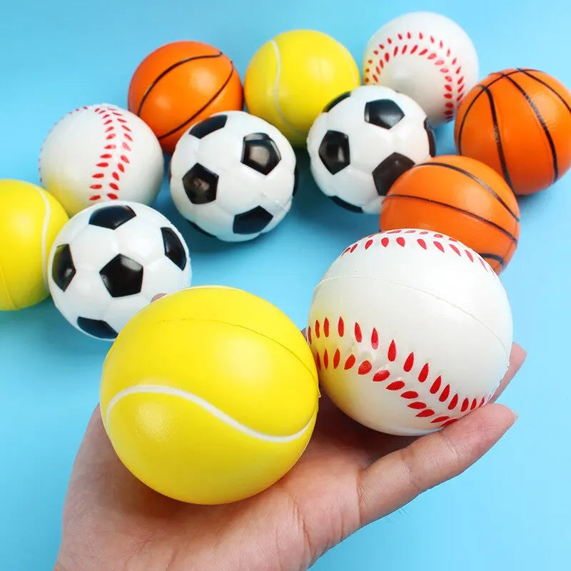 Mini Soft Football Basketball Baseball Tennis Rugby Toys Foam Rubber Squeeze Balls Anti Stress Toy Balls Soccer Hand Exercise