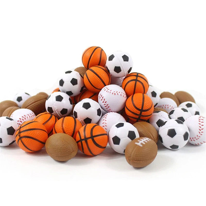 Mini Soft Football Basketball Baseball Tennis Rugby Toys Foam Rubber Squeeze Balls Anti Stress Toy Balls Soccer Hand Exercise